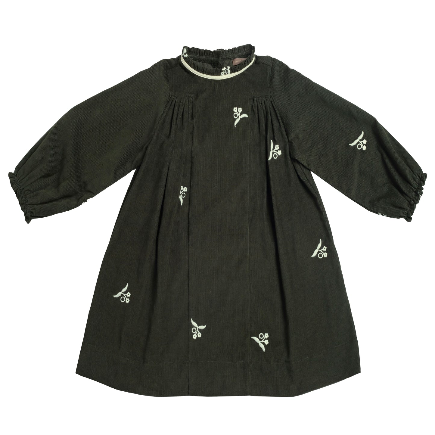 Green Corduroy Embroidered Dress