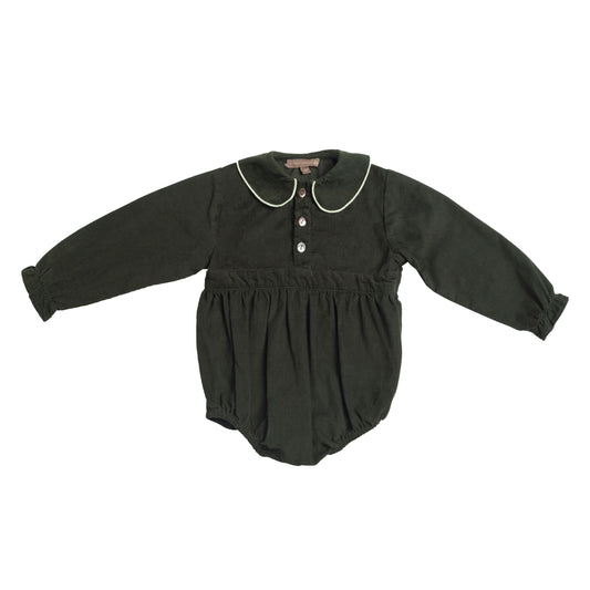Green Corduroy Romper Baby Boy