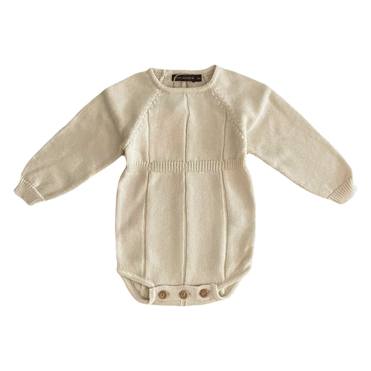 Ivory Knit Romper Baby Boy